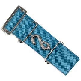 DEURA Masonic Apron Extender Extension for Masonic Aprons AQUA BLUE BELT with Silver SNAKE Clasp Hardware