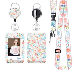 Grifito ID Badge Holder with Lanyard, Retractable ID Badge Card Holders Detachable Neck Lanyard Strap, Cute Badge Holder Perfect for Office Workers Student Teacher Nurses Doctor Coach