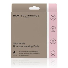 New Beginnings Washable Bamboo Nursing Breast Pads, Super-Soft & Leak-Proof, 6 Pack