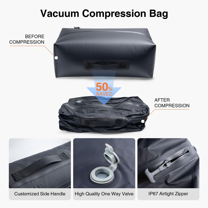 BLACK ORCA 2 PC Vacuum Storage Bags with Pump, Compression