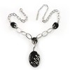 Stylish Y Shape with Black Enamel Oval Pendant Oval Chain