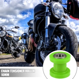 X AUTOHAUX 2 Pcs 10mm Drive Chain Pulley Chain Adjustment Tensioner Rubber Wheel Guide for Street Bike Motorcycle ATVs Green