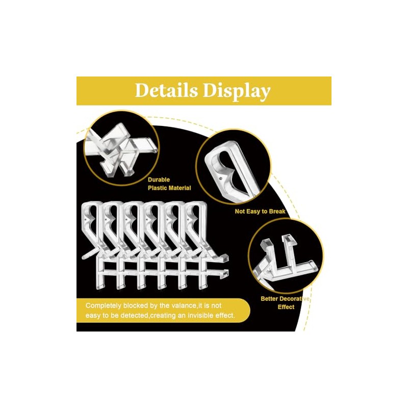 20 Pcs Hidden Channel Valance Clips for Blinds, 1-7/8Inch Clear