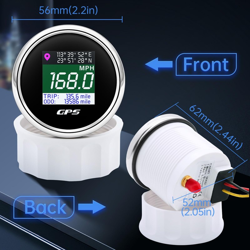 ARTILAURA GPS Speedometer 2-1/16" 52mm Digital Boat GPS Speedometer Gauge