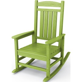 KINGYES HDPE Rocking Chairs Outdoor, Patio Rocking Chairs with 330lbs Support, Smooth Porch Rocker for Deck Lawn Yard, Pistachio Green