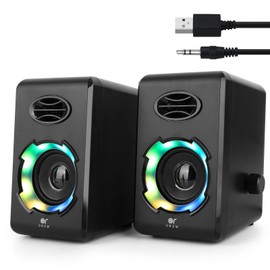 OROW Computer Speakers,USB Powered Desktop Speakers with 6 Lights Modes,Bluetooth 5.0&3.5mm AUX Speaker,RGB Gaming Speakers for PC/Monitor(Black)