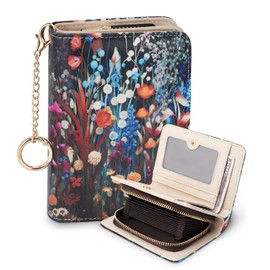 APHISON Small RFID Wallet Women Cute Compact Bifold Card Holder Wallet with Zipper Coin Pocket