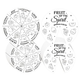 9 Inch Fruit of The Spirit Colorings Wheel DIY Religious Craft with Silver Fasteners - Coloring Sunday School Crafts for Christian Bible Celebrate Spirit Coloring Activity 30 Sets