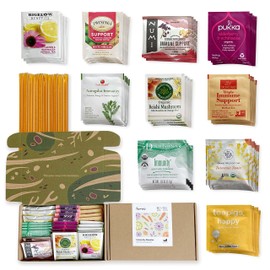 Immunity Booster Wellness Tea Collection. 40 Healthy Tea Bags | Natural Way to Boost Your Immune System | 10 Brands 10 Flavors Plus 10 Honey Sticks | Best Father's Day Tea Sampler Gift