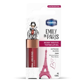 Emily in Paris Vaseline - Bálsamo Labial Líquido Color Rojo (3.5 g), Humectación hasta por 24 horas, Berry Bisous