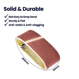 Dapetz ® Sanding Belts 40mm x 305mm Compatible with Power-Sander 80 Grit Abrasive Aluminum Oxide Ideal for Grinding, Sharpening and Dedusting Wood, Paint, Varnish, Plastics 20X