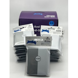 Lenayuyu 1 Box of 600 Counts -12packs Grey Color Front Glossy Standard Card Sleeves Toploaders for Trading Cards, Collectable Gaming Cards, MTG Cards, L5R, TCG, Baseball, Rugby, Football Card