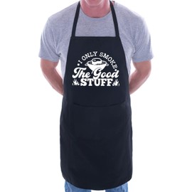 Print4U Only Smoke The Good Stuff Apron Father's Day Birthday Gift Cooking BBQ Black