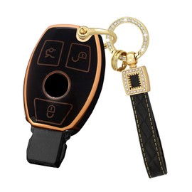 Ysbxitu Key Box Keyless Go Protection Car Key Case Key Case Cover for Mercedes W211 W204 C E M S Class Smart Remote Control Protective Case Gift Idea, A Black
