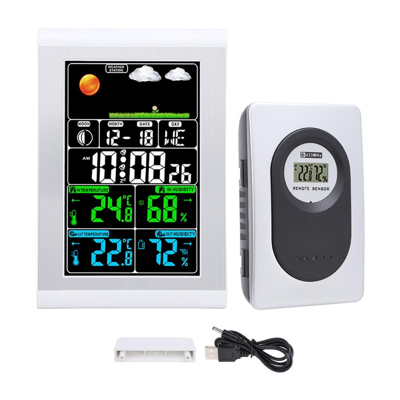 Weather Clock Digital Display Wall Weather Clock Indoor Outdoor Temperature