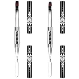 Ycyan 2Pcs Polygel Nail Brush & Picker, Dual-ended Oval & Flat Gel Nail Brushes Polygel Slice Tool for PolyGel UV Builder Gel Nails Extension