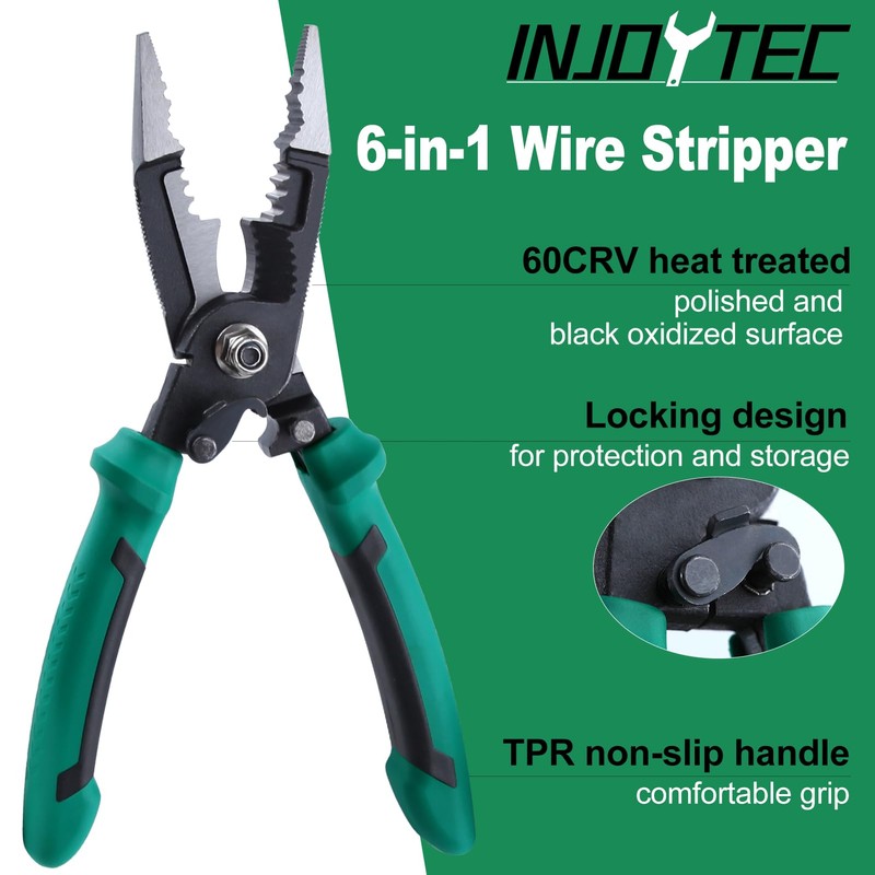 INJOYTEC Electrical Work Pliers, 6-in-1 Multi-functional Pliers for Electrical Work,