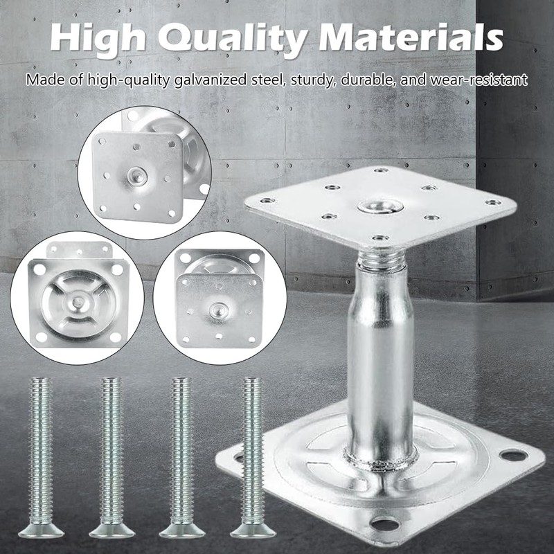 Post Support Height Adjustable, Galvanised 100-150 mm Post Brackets, Screw-On