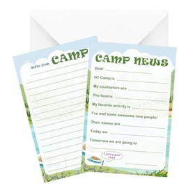 36 Set Fill-in-The-Blank Camp News Cards, Lined Adventure Stationery with Envelopes-Summer Camp Writing Supplies for Adventure Enthusiasts