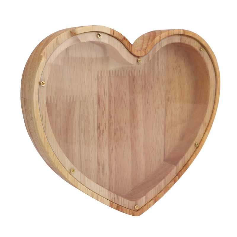 Heart Shaped Storage Box Transparent Acrylic Panel Wooden Display Case