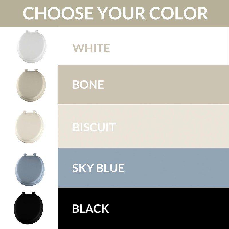 Mayfair Round Bone Padded Toilet Seat Cushioned Vinyl Soft Comfortable