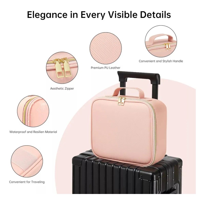 Maletin Estuche De Maquillaje Con Espejo Y Luz Led 3