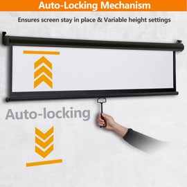 Epetlover 72 Inch 4:3 HD Projection Screen Manual Pull Down Indoor Outdoor Movie Screen, Wrinkle-Free Portable Projector Screen for Home Cinema Office Classroom, Black