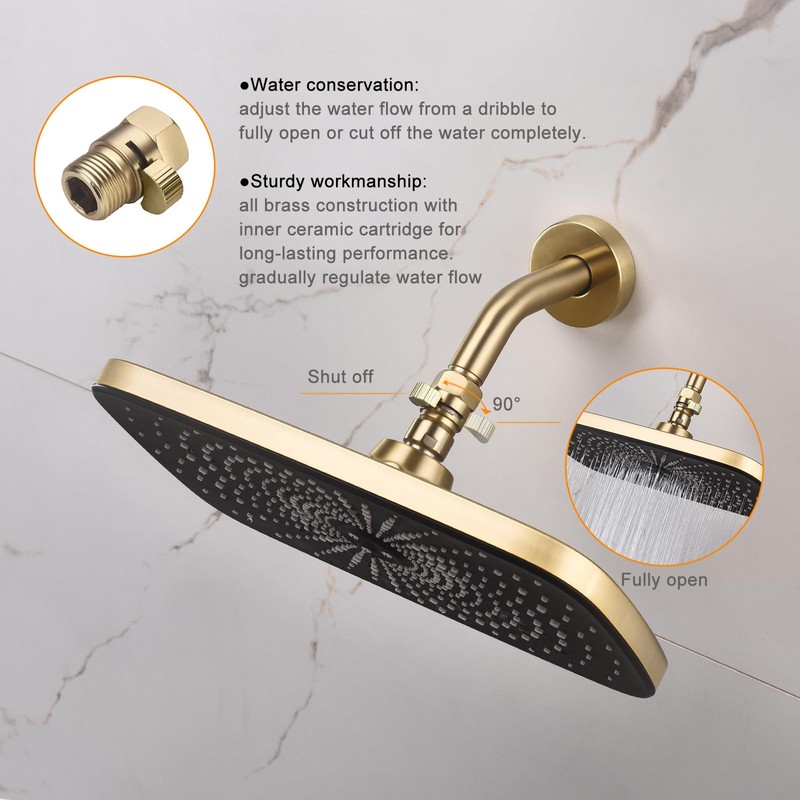 ChuangTim Brushed Nickel Water Flow Control Valve, G1/2" Shower Head