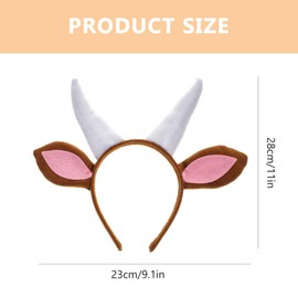 OATIPHO Children's Goat Headband, Cartoon Animal Headband for Cosplay, Make-Up, Birthday Parties and Children's Day Performances, Plush Sheephorn Hair Band, Lightweight and Comfortable, 28 x 23 cm