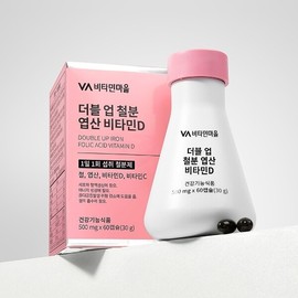 Vitamin Village Double Up Iron Folic Acid Vitamin D Iron Supplement 6 Bottles Total 360 Capsules 12 Months Supply / 비타민마을 더블업 철분 엽산 비타민D 철분제 6병 총360캡슐 12개월분