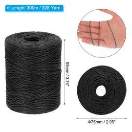 PATIKIL Natural Cotton Raffia Yarn 328 Yard, Crochet Raffia Paper Ribbon for DIY Sun Hat Beach Bag Crochet Yarn Wrapping Knitting, Black