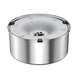 SCHITEC Dog Water Bowl No Spill 3L/0.8 Gallon Slow Drinking Anti-Splash Stainless Steel Dog Bowl with Floating Disk, Spill Proof Pet Travel Water Dispenser for Sloppy Messy Drinkers(Light Gray)