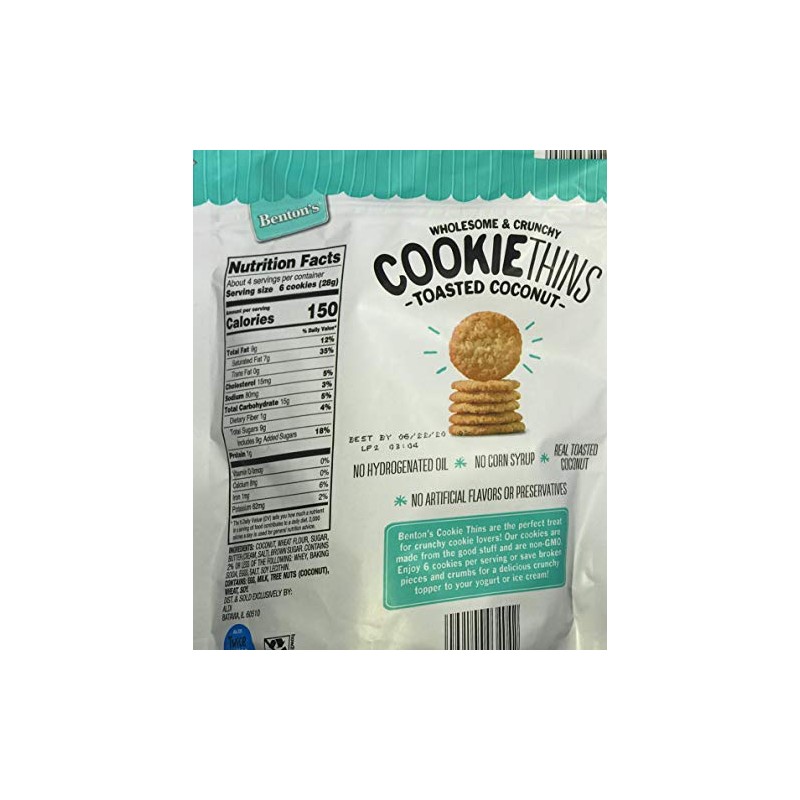 Benton's Wholesome and Crunchy Cookie Thins Chocolate Chip and Coconut