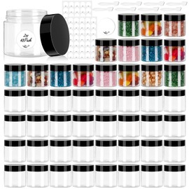 2 OZ Plastic Containers with lids 48 Pack, Plastic Jars. Reusable Leakproof Travel Storage Jars for Lotion, Makeup, Ointments, Sample Containers, Slime & Beauty Products
