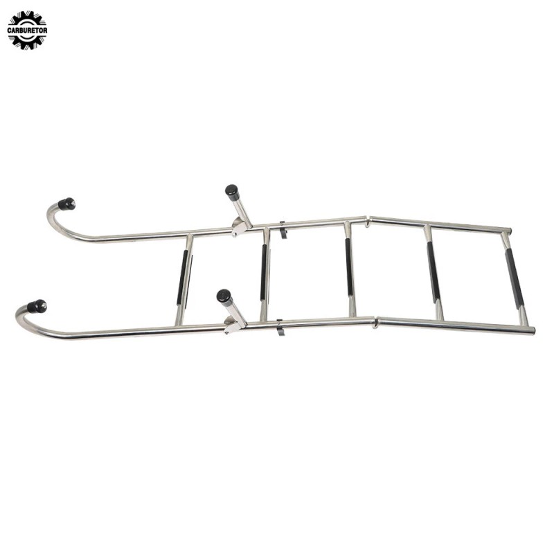 home-garden-fix 2+3 Steps Stainless Steel Folding Ladder Telescoping 400 lb.For