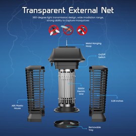 Zapper eléctrico para insectos – Luz eléctrica azul violeta para atraer insectos – Moderno y elegante asesino de mosquitos – Zapper de insectos para el hogar y la cocina y al aire última intervensión (negro)