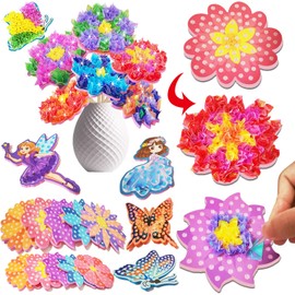 JRD&BS WINL DIY Princess Fabric Art Set, Poke-in Art for Children Aged 3, 4, 5, 6, 7, 8, Art and Craft Activity, Dirt-Free Sewing Art for Children, Creative Gifts for Children (Flower)