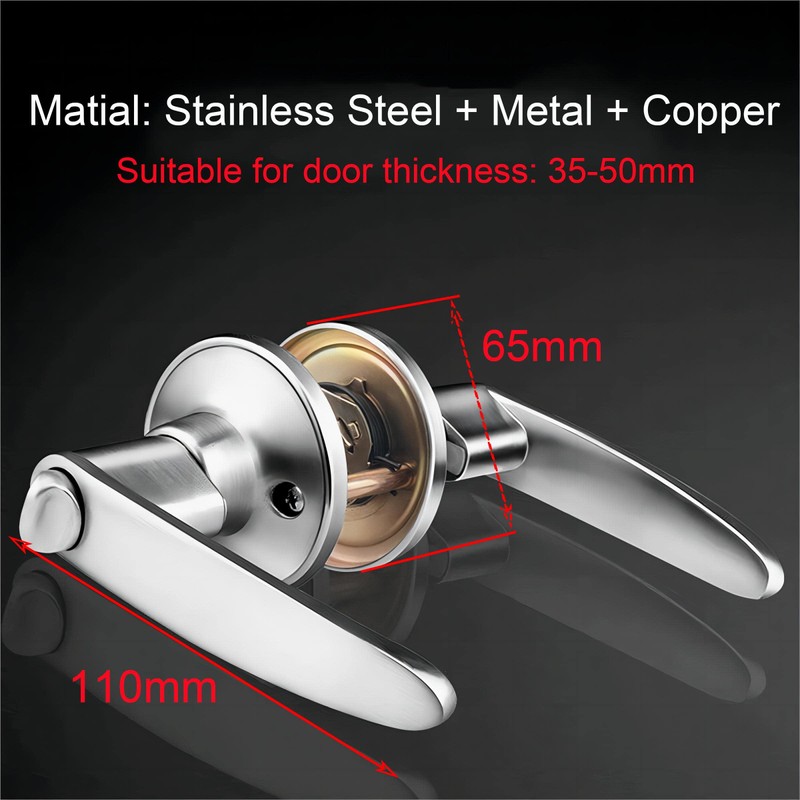 Qrity Bathroom Door Handle, Cylindrical Lever Lock, Interior Privacy No