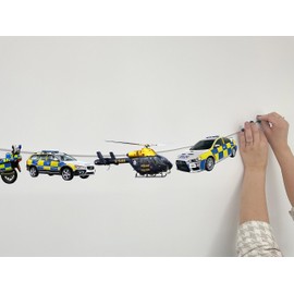 AK Giftshop Real Police Vehicles Car Motorbike Helicopter Bunting Party Decorations - 12pcs / 2.5m Ribbon