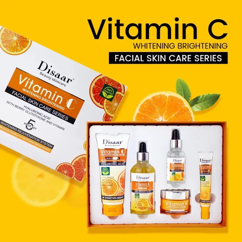Kit Cuidado Facial 5 En 1 Vitamina C + Acido
