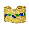 NicoWerk SRI656 Women's Rustic 925 Sterling Silver Wide Golden Mosaic