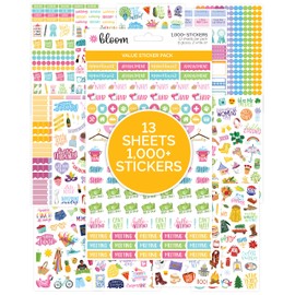 bloom daily planners Planner Sticker Value Pack (13 Unique Sheets / 1,000+ Aesthetic Stickers) - New Variety Assortment Bundle for Planning & Decorating