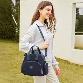 NICOLE & DORIS Casual Handbags for Women Multi Pocket Shoulder Bag Messenger Bag Large Capacity Tote Bag Shopping Bag Travel Backpack Weekend Bag Dark Blue