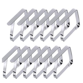 Pubiao Tablecloth Clips 12 Pack Stainless Steel Table Cover Clamps Square Table Cloth Holders, for Tables of 1-3.8 cm Thick (Square)