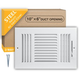 10x6 Inch(Duct Opening) FanGoFast Ceiling Register Wall Vent 3-Way Steel Ventilation Sidewall Ceiling Air Vent w/Manual Adjuster for Home, Office, Bathroom, Toilet