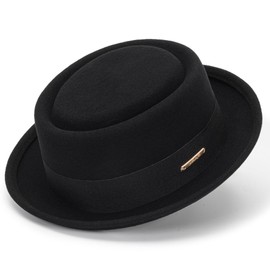 Flat Top Pork-Pie Derby Fedora - Classic Women Felt Church Derby Hat Size S-M