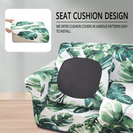hyha Couch Covers, Chair/Sofa Covers, Floral Pattern, Stretch, Printed, 2 Pieces, Armchair Slipcover, Separate Couch Cushion Slipcover, Furniture Protector for Dogs(Armchair, Monstera Deliciosa)
