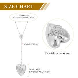 OIDEA Women's Necklace Rosary Heart: Y Chain Made of Stainless Steel with Love Urn Opening Lana Del Rey Pendant Elegant LDR Design Jewellery Gift for Women Girlfriend Sister, Stainless Steel