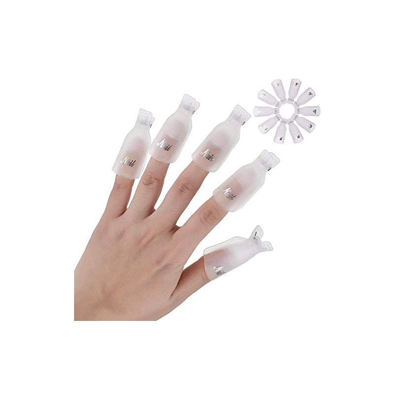 HiMo 10PC Plastic Acrylic Nail Art Soak Off Cap Clip