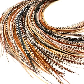 21 Natural Color Hair Extensions – 9”–14” Long – DIY Rooster Kit with 20 Micro-Link Beads – 100% Real Feathers – Eye-Catching Boho Style